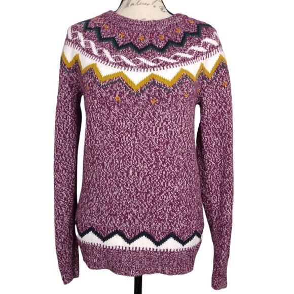 Old Navy | Fair Isle Sweater Marled Purple Cotton Blend |  Size M - Picture 1 of 6